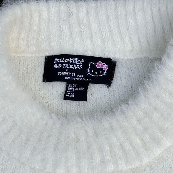 Sanrio Badtz Maru Forever 21 Hello Kitty Sweater Womens 3X Ivory NWOT Oversized - Picture 6 of 16